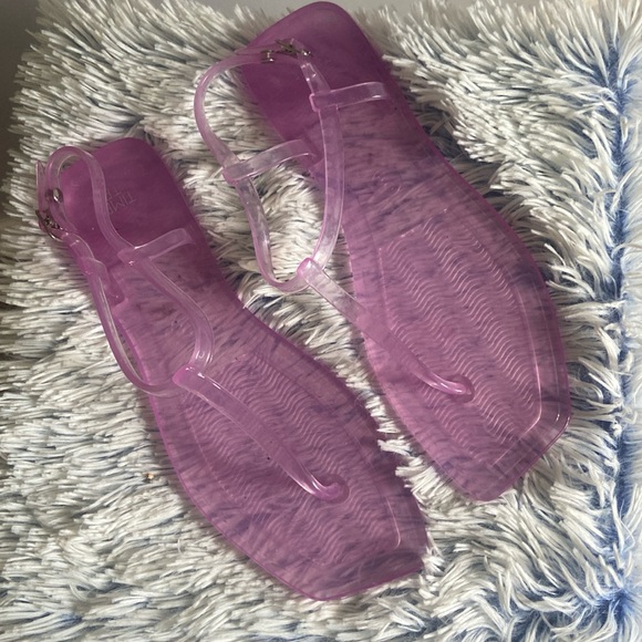 Purple Thong Jelly Sandals 9 Ankle Buckle - Picture 2 of 4